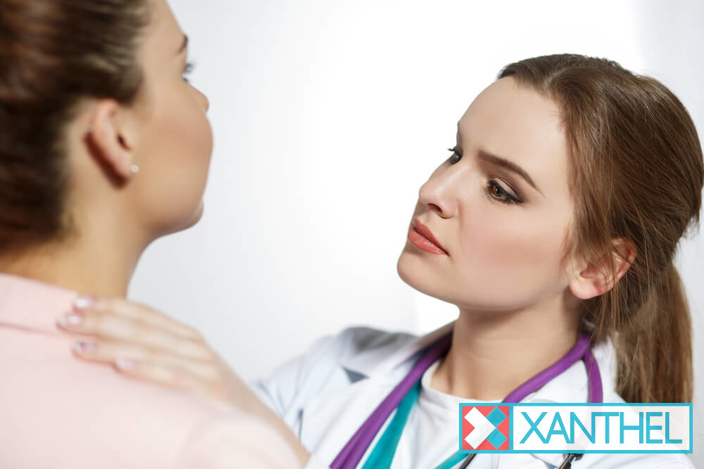 Cholesterol deposits on skin of the eyelid