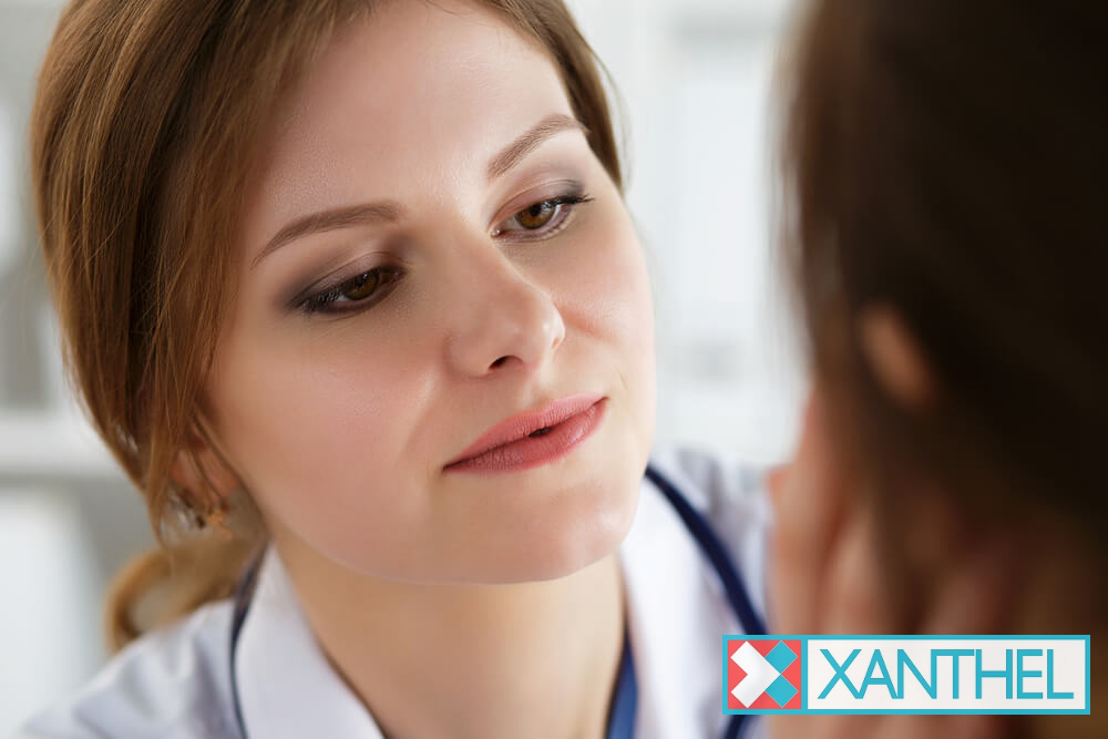 Skin xanthelasma on the eyelid